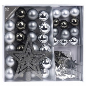 SET 45 ADORNOS ARBOL GRAFITO
