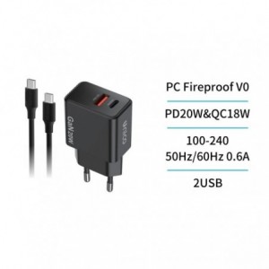 CARG. DUAL USB-C.CABLE.20W...