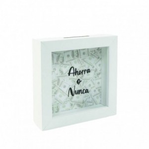 HUCHA DE MADERA AHORRA O NUNCA