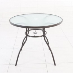 MESA ACERO/VIDRIO Ø 80 CM....